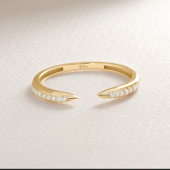 Cristo Juanna Jewelry - Cristo Juanna 14K Solid Gold Open Cuff Spike Ring